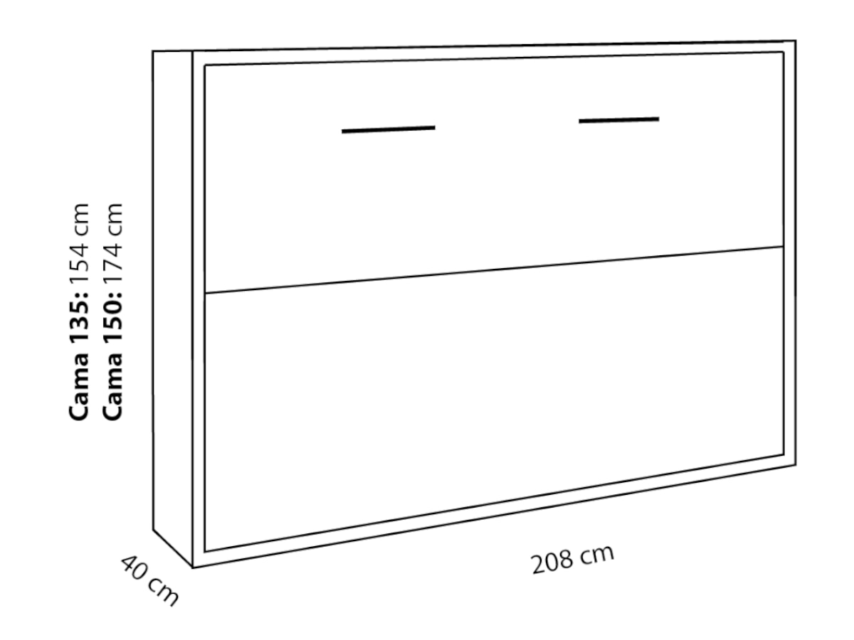 Cama abatible Horizontal - Dimensiones 1