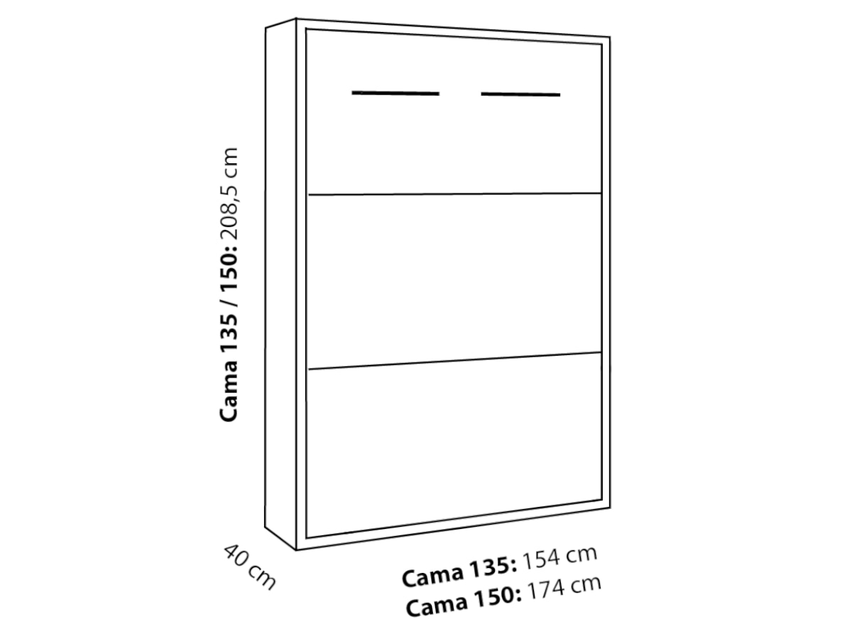 Cama abatible vertical - Dimensiones 1