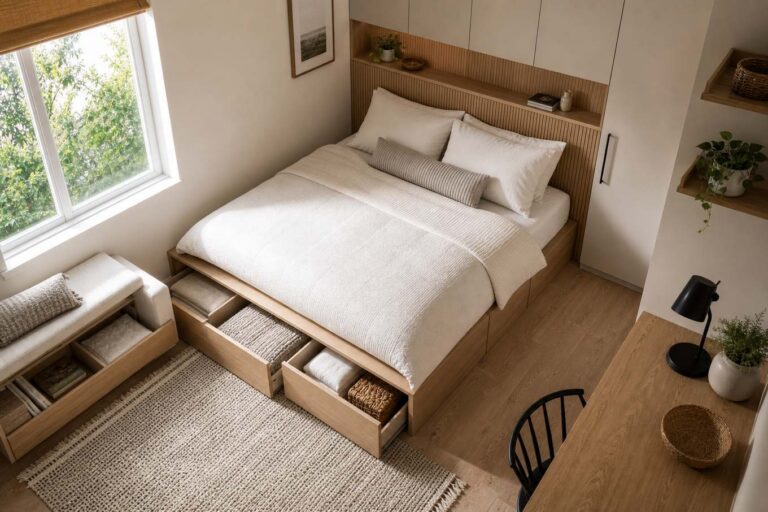 Ideas de almacenaje oculto para un dormitorio pequeño sin añadir armarios