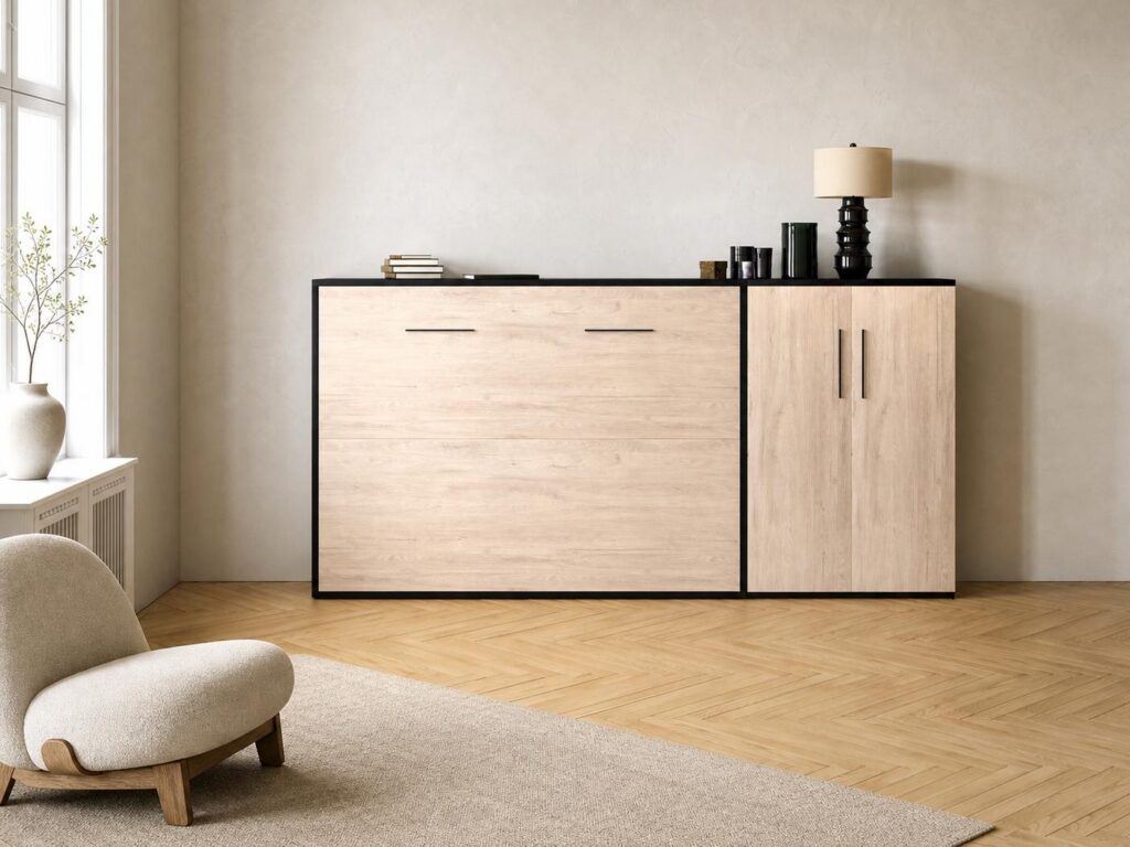 Cama abatible horizontal con armario cerrada ALUA