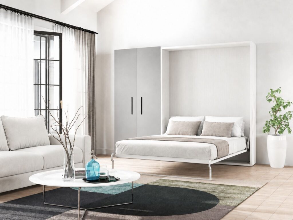 Cama abatible vertical con armario abierta