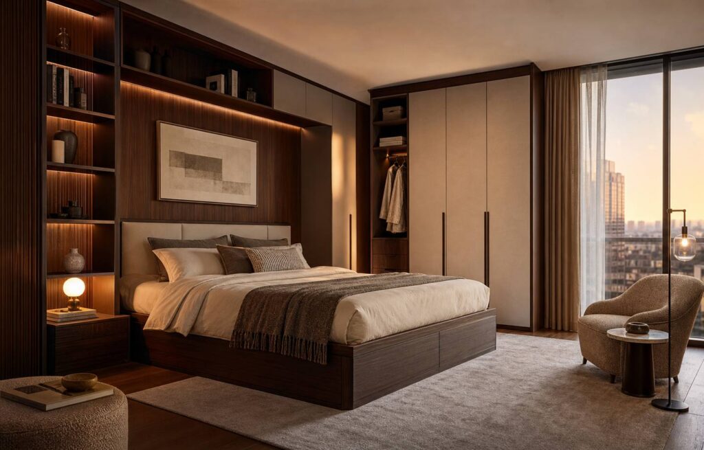 Dormitorio funcional con soluciones de descanso pensadas para elegir entre canapé abatible o cama abatible