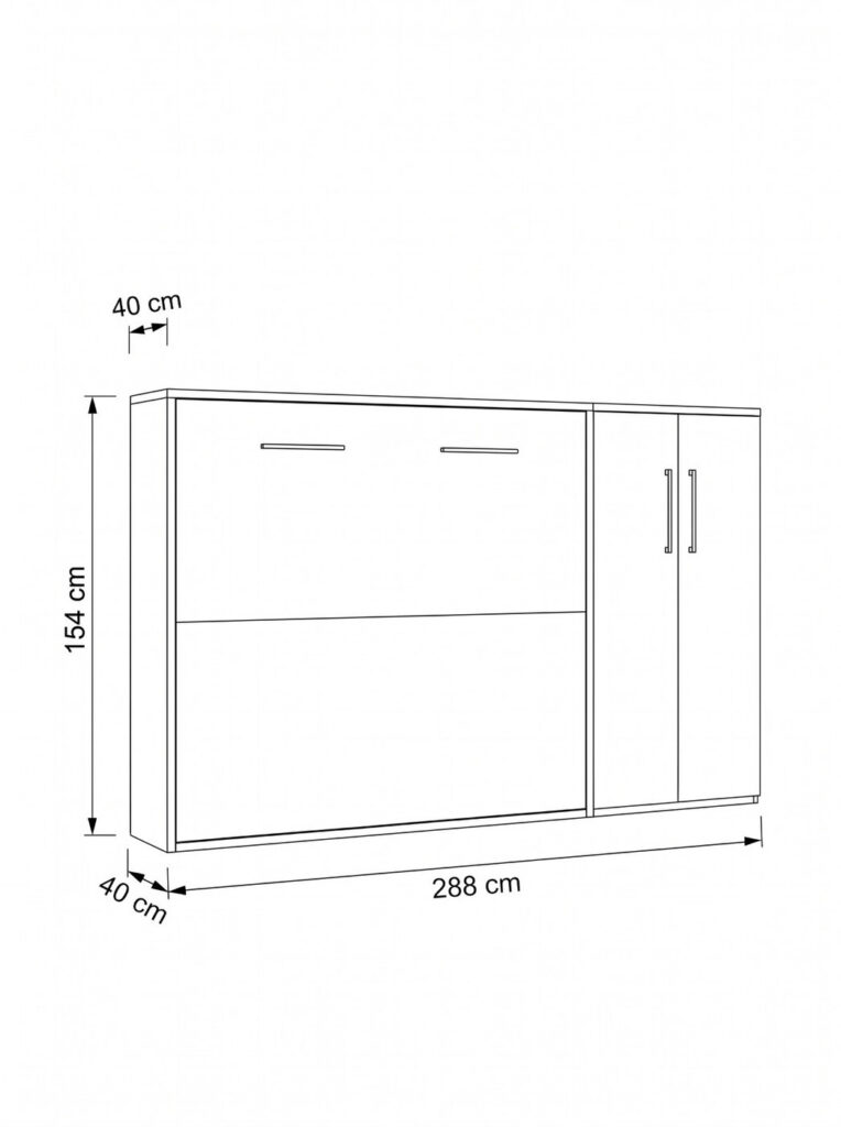 Cama abatible horizontal con armario - Dimensiones 1