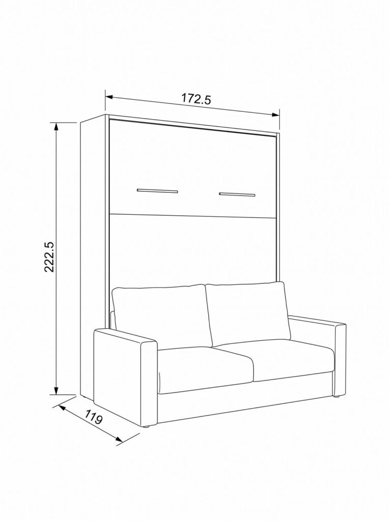 Cama abatible vertical con sofá - Dimensiones 1