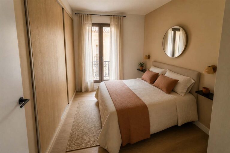 Cómo colocar la cama y el armario en un dormitorio pequeño para ganar espacio