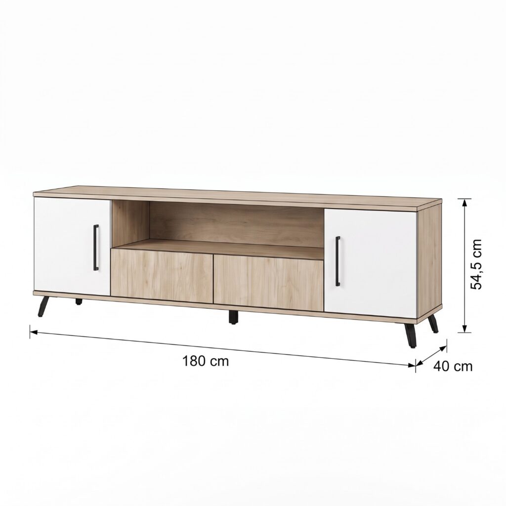 Mueble TV con cajones y puertas - Dimensiones 1
