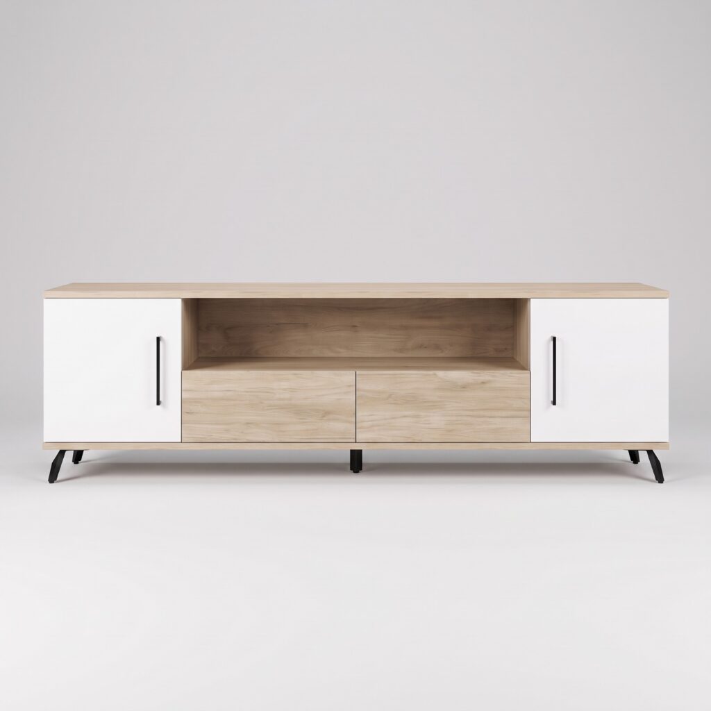 Mueble TV con cajones y puertas abatibles